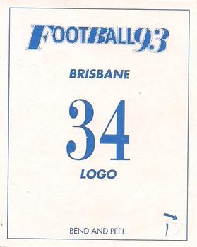 1993 Select AFL Stickers #34 Brisbane Bears Back